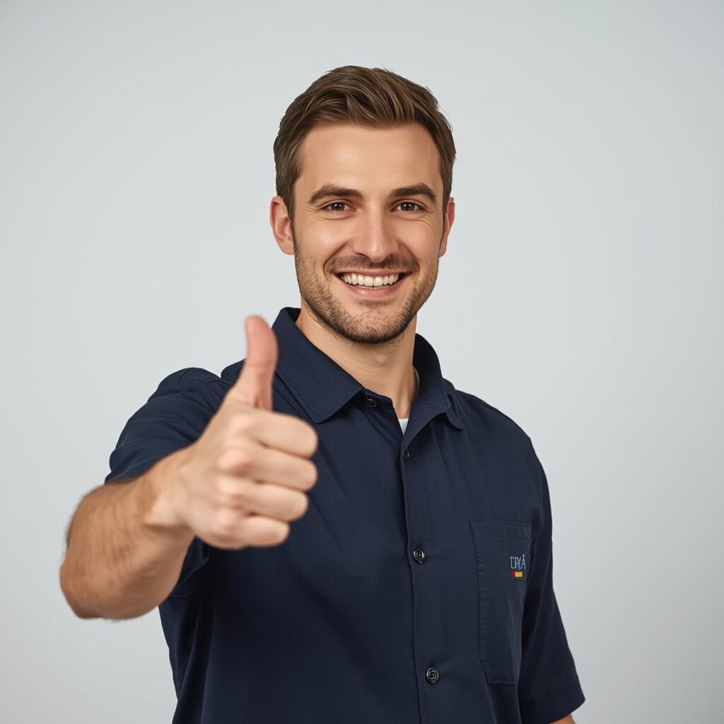 professional male germán cleaner smiling and doing thumbs up 2